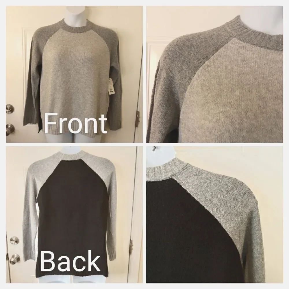 Time and Tru light gray dark gray and black crew neck pullover sweater
